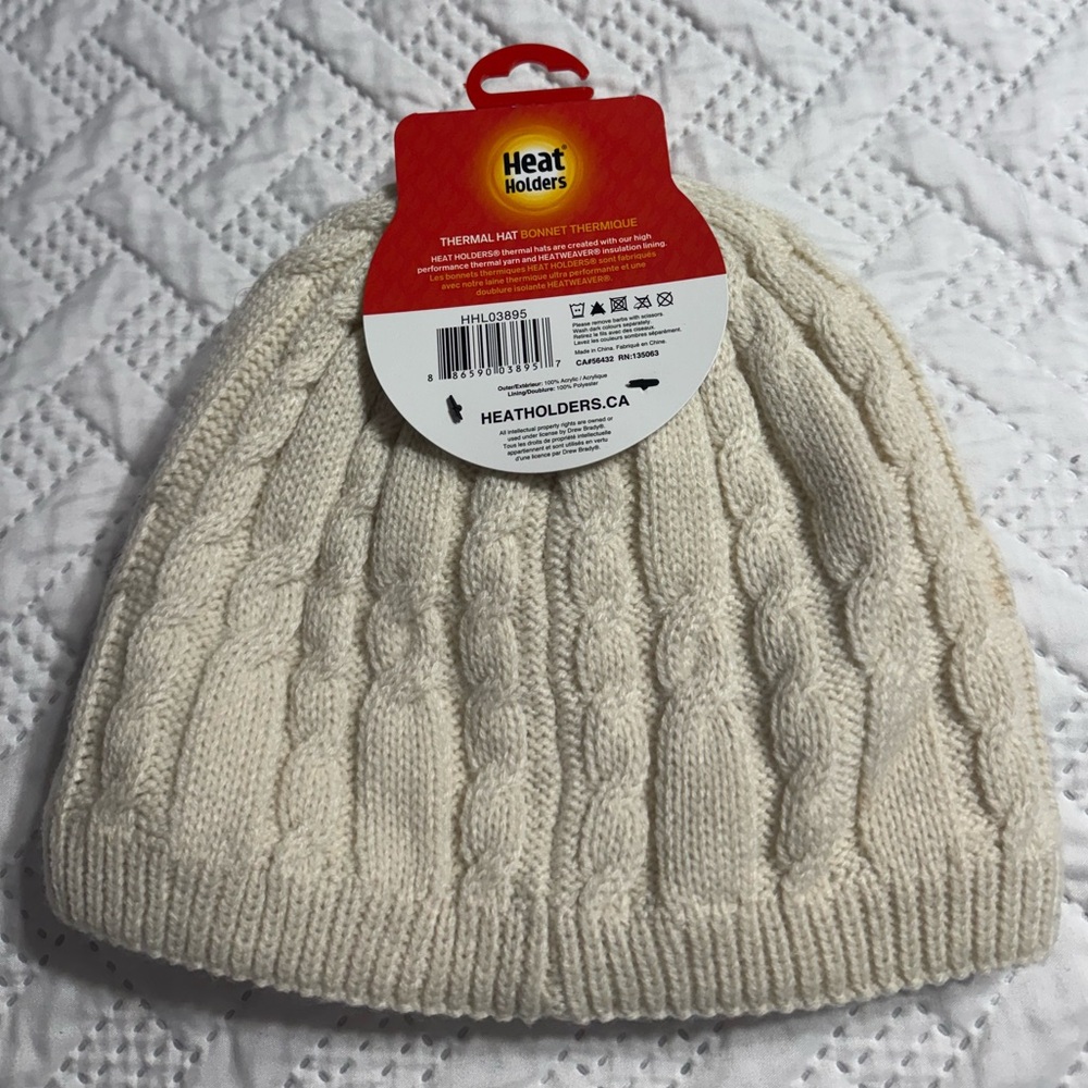 Heat Holders Heatweaver Cream Cable Knit Beanie Winter Snow Hat Gear Woman Lady - Picture 3 of 8